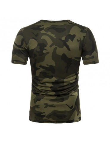 Mens Camouflage O-neck Short Sleeve Slim Fit Casual Summer Cotton T Shirts
