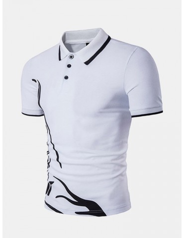 Mens Stylish Printed Short Sleeve Slim Fit Spring Summer Casual Golf Shirt