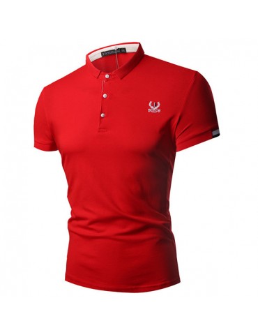 Mens Summer Embroidery Logo Slim Fit Business Casual Golf Shirt