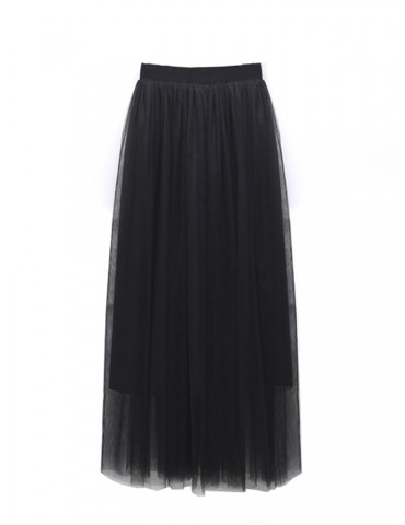 Women's Skirt Solid Color Net Maxi Long Skirt
