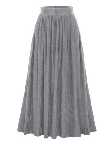 Women's Aline Skirt Solid Color Mid Waist Long Pleated Skirt