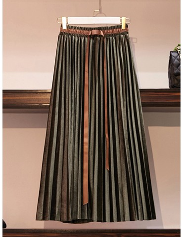Women's Aline Skirt Plus Size Solid Color Ruffles Bow Skirt