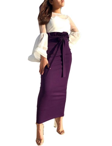 Women's A Line Skirt Solid Color Slim High Waist Skirt