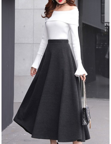 Women's Aline Skirt High Waist Fashion Solid Color Skirt
