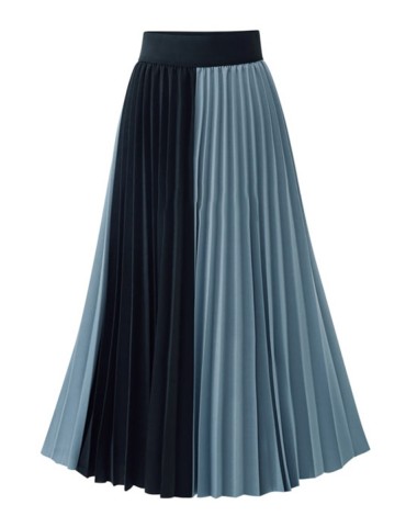 Women's Pleated Skirt Fashion Patchwork High Waist Skirt