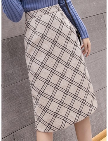 Women's A Line Skirt Plaid High Waist Fashion Midi Skirt