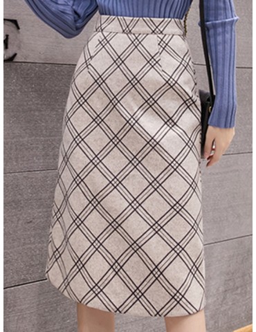 Women's A Line Skirt Plaid High Waist Fashion Midi Skirt
