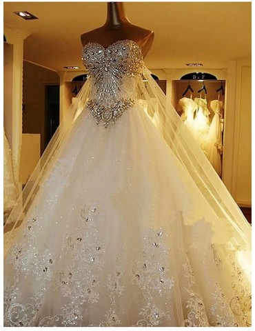 Wedding Dress Rhinestone Inlay Exquisite Bridal Tee Dress