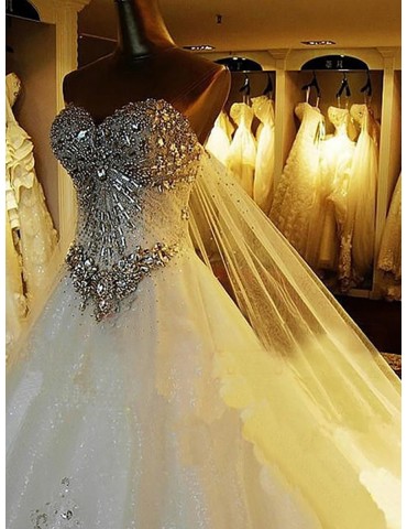 Wedding Dress Rhinestone Inlay Exquisite Bridal Tee Dress