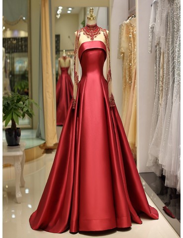 [Custom-Made]Women's Full Dress Solid Color Patchwork Elegant Maxi Long Dress